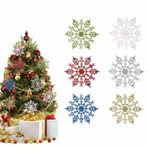 12 Teile/Set Glitzer Schneeflocke Weihnachtsschmuck Weihnachtsbaum Hängedeko USA - Bild 1 von 14