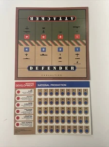 1984 Axis & Allies Replacement DEFENDER ATTACKER CHART Weapons development Chart - Picture 1 of 3