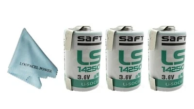 3 Saft 1/2 AA 3.6 V Lithium Battery with Tabs LS14250 With Loopacell Cloth - Image 1 of 2