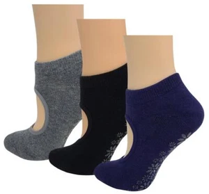 Rutschfeste Yoga Pilates Ballett Barre Kissensocken mit Griffen 3 PAAR - Bild 1 von 20