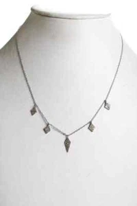 Rarities Womens Sterling Silver 0.75ct Pave White Diamond Kite Drop Necklace 18" - Picture 1 of 5