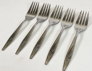 5PC ONEIDA ONEIDACRAFT DELUXE STAINLESS LASTING ROSE SALAD FORK FLATWARE LOT - Picture 1 of 3