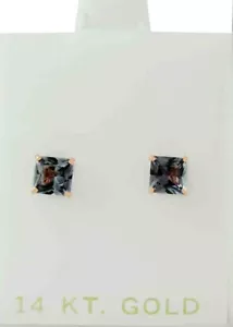 LAB CREATED 1.10 Cts ALEXANDRITE STUD EARRINGS 14K ROSE GOLD - New With Tag - Picture 1 of 4