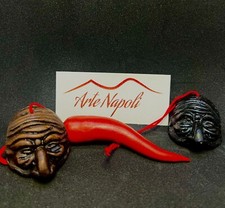 N.32 Corni Artigianali e Maschere di Pulcinella Mini in Terracotta - Arte Napoli