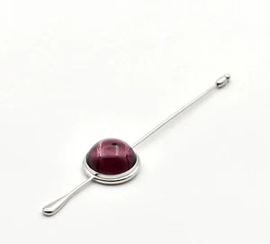 Lalique épingle chapeau métal argenté verre violet French Lalique jewelry - Imagen 1 de 7