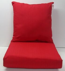(1) Outdoor Deep Seat Cushion Set ~ Red Stria Textured 24x24x7 / 25x24x5 **NEW**