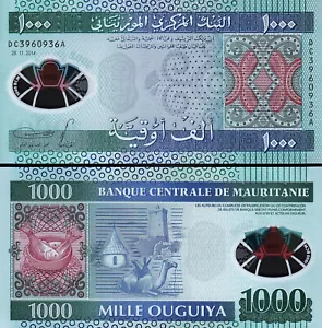 MAURITANIA 1000 OUGUIYA 2014 UNC BOWL WITH FISH AT LEFT,CAMEL,HUT AND TICHIT MOS - Picture 1 of 1