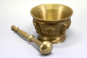 Messing Mörser und Stößel/Pistill ca. 1,1 kg Apotheker Zubehör od. Küche Kräuter - Bild 1 von 8