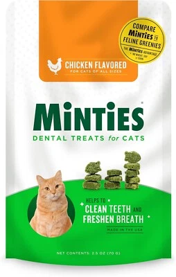 Cat Dental Treats, Chicken & Salmon Flavored, Freshens Breath, Controls Tartar - - Image 1 of 4