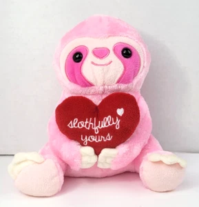 Peluche perezoso rosa aventura animal perezoso sosteniendo corazón rojo perezosamente tuyo - Imagen 1 de 14