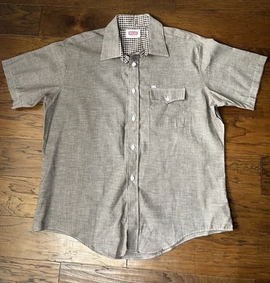 Camisa De Colección Para Hombre PAN Manga Corta, XL 1970 - Cuadros, Marrón Marrón Marrón Sólido MARRÓN Foto 1 de 4