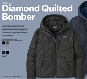 Patagonia Diamond Quilted Bomber Jacket Hoodie Men's XS - Women's Medium ($199) - Picture 1 of 9