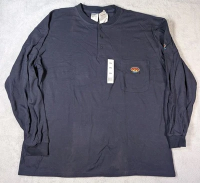 Camisa Rasco FR Manga Larga Henley Bolsillo 2XL Azul Marino Nueva Con Etiquetas Foto 1 de 4