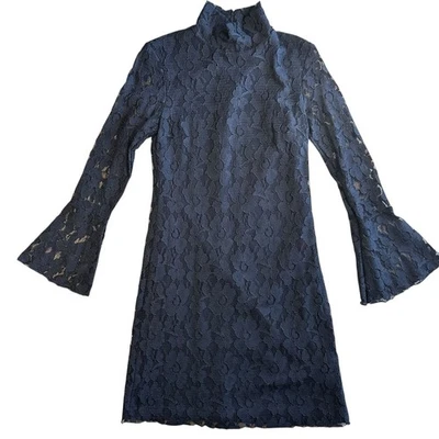 Vestido INC Petite Negro Encaje Bruja Gótico Manga Campana Años 90 Fiesta Cóctel Mini Foto 1 de 4