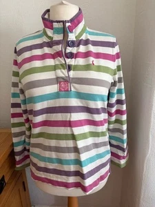 Joules candy wide strip jumper with three quarter button front size 14 - Picture 1 of 11