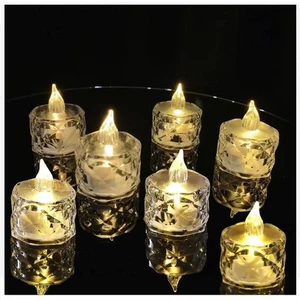 12pack LED Crystal Candle Light Table Centrepiece Flameless Candles Transpare... - Picture 1 of 5