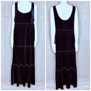 Natural Life Samt lila ärmellos weich Maxi Stufen Kleid Gr. Large - Bild 1 von 7