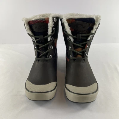 Keen Elsa Waterproof Snow Boots Girls Size 5 Brown Multi Color Plaid Winter Warm - Image 1 of 4