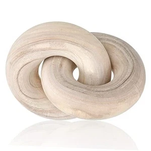 2 Link Wood Chain Link Decor Coffee Table Wooden Knot Decor Hand Carved - Picture 1 of 8