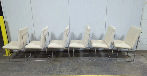 Vintage '73 Milo Baughman for Thayer Coggin Thin Chrome Dining Chairs ~ Set of 6 Cover