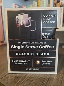 Copper Cow Coffee Classic Black Premium Vietnamese Coffee Single Serve 5 Ct - Picture 1 of 4