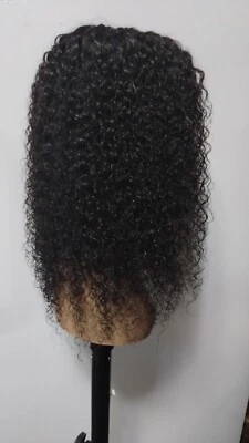 Peluca de cabello humano afro encaje frontal 13*4*1 16" color natural negro  Foto 1 de 4