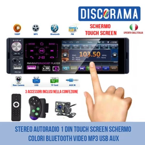 STEREO AUTORADIO 1 DIN TOUCH SCREEN SCHERMO COLORI BLUETOOTH VIDEO MP3 USB AUX - Foto 1 di 7