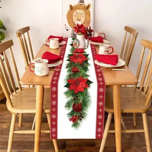 Christmas Table Runner Flag Party Dining Tablecloth Home Xmas Festival Decor - Picture 1 of 21