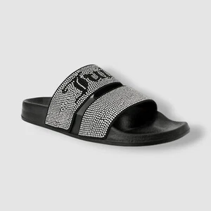 Juicy Couture Womens Black Winx Slip-On Rhinestone Pool Slides Sandals Size 6 - Picture 1 of 6