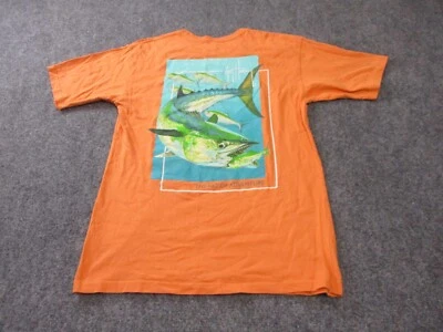 Guy Harvey Shirt Mens Small Orange Short Sleeve Cotton Adult Fishing A1 - Image 1 of 4