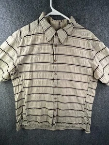 Mountain Hardwear Shirt Men's XL Striped Textured Outdoors Beige Snap Up Casual - Foto 1 di 12