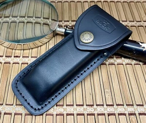 Buck 110 Rugged Black Leather Knife Sheath For Buck 110 Folding Hunter Knives - Picture 1 of 2