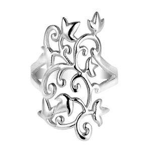 Mystical Charisma Filigree Vines Leaf Sterling Silver Ring-7 - Picture 1 of 5