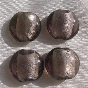 4 perles pastilles galets 20mm 2cm verre gris taupe lampwork translucide *L54 - Picture 1 of 2