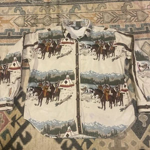 Vintage 70s Woolrich Flannel Shirt Womens L Western Native American Long Sleeve - Picture 1 of 6