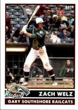 2019 Gary SouthShore RailCats 32 Zach Welz Grand Valley California Baseball Card