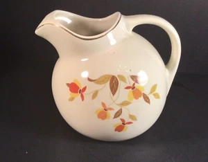 Vintage Hall Jewel Tea Mary Dunbar Autumn Leaf Large Ball Pitcher With Ice Lip - Picture 1 of 7