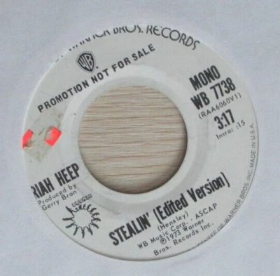 URIAH HEEP STEALIN MONO / STEREO 7" 45  WHITE LABEL PROMO COPY - Image 1 of 2