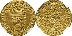 FRANCE ECU D'OR Charles VI gold ND(1380-1422) NGC MS 61 - Picture 1 of 2