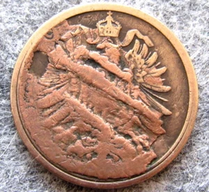 MINT ERROR - GERMANY KAISERREICH EMPIRE 1874 2 PFENNING - STUCK DIE or BROCKAGE - Picture 1 of 4