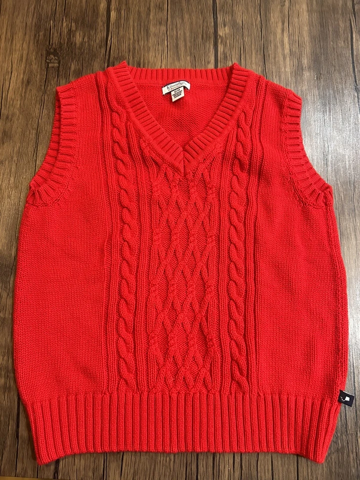 Kitestrings Hartstrings Sweater Vest Cable Knit Red Pullover Cotton Size 12/14 - Image 1 of 3