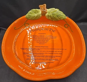 Decorative PIE PAN Server Bakeware Oven PUMPKIN Microwave Dishwasher Safe 11.5x9 - Picture 1 of 3