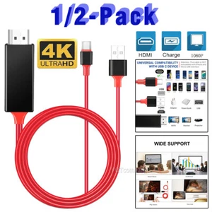 6ft USB-C Type-C to HDMI Cable Adapter HDTV 4K 30Hz For Samsung LG Android Phone - Picture 1 of 25