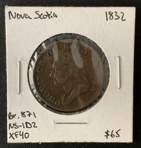 1832 Nova Scotia Half Penny Br871 Ns-1d2 - Picture 1 of 2