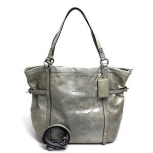 Coach 17065 Patent Andy Cinchid Tragetasche Schultertasche Lackleder grau - Bild 1 von 10