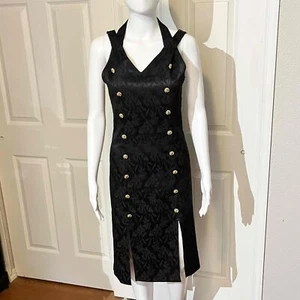 Y2K Vintage Anna Dress Slits Gothic Vampire Jacquard Strappy Womens Size Small - Picture 1 of 13