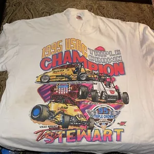 Tony Stewart 1995 T-shirt vintage tripla corona sprint/midget/argento XXL/2XL - Foto 1 di 4