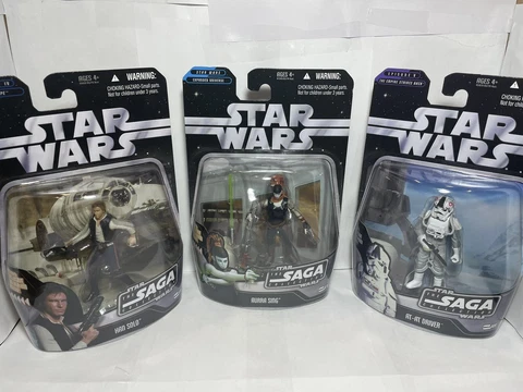 Set/Lot Of 3 Star Wars Saga Collection At-At Driver/Aurora Sing/Han Solo/NIB Cover
