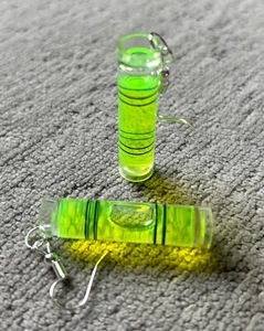 Working Spirit Level Earrings Ear Hooks Scale Water Measure | DIY tool Straight - Picture 1 of 4