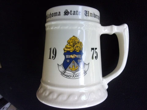 Vintage 1975 Oklahoma State University beer mug stein Pre owned Linda Cover
